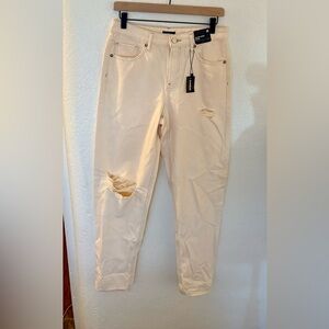 NWT Express Cream 4R Tapered Mid Rise Distressed exclusive Details